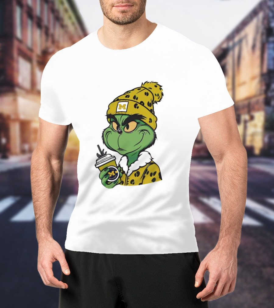 Grinch Boujee Michigan Wolverines M Logo Winter Outfit Coffee Cup T-Shirt