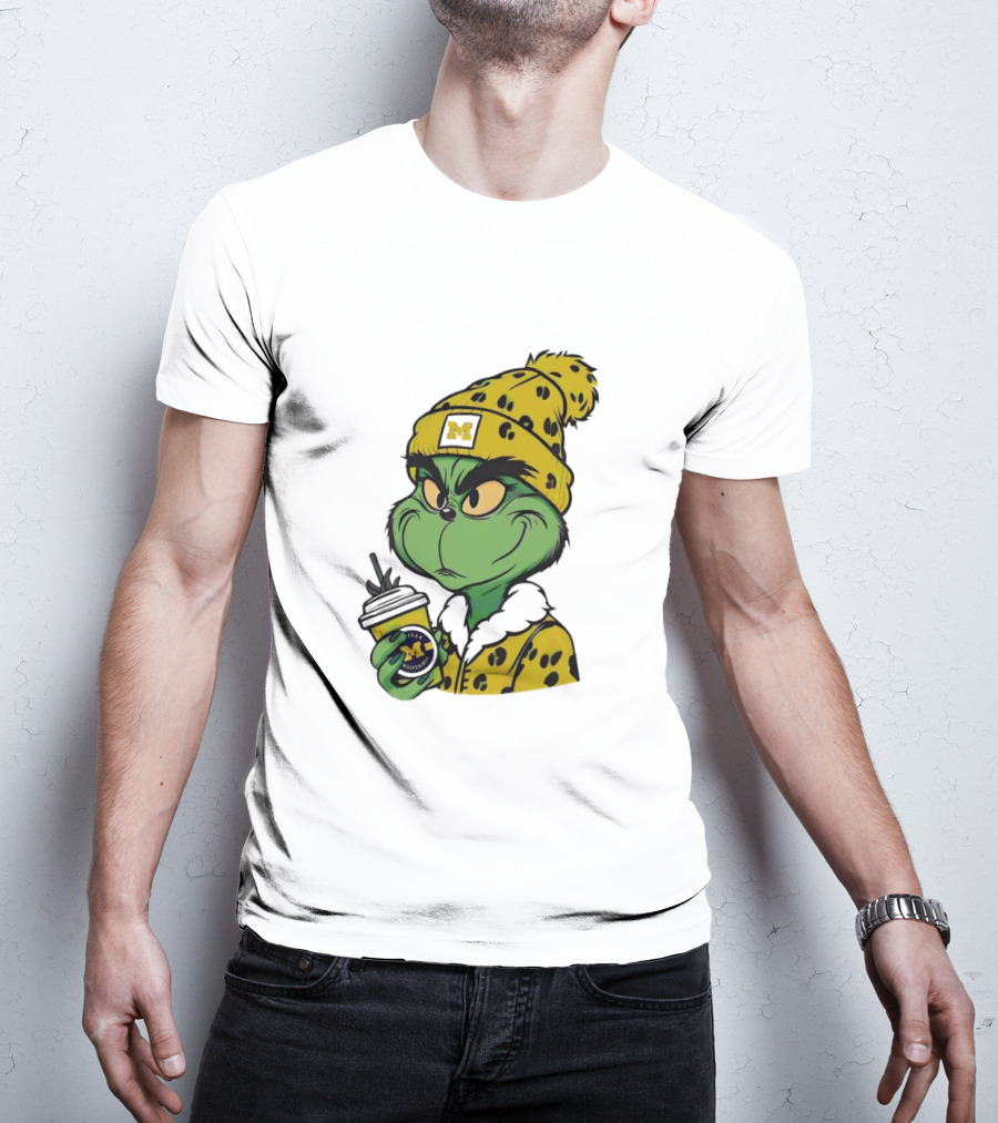 Grinch Boujee Michigan Wolverines M Logo Winter Outfit Coffee Cup T-Shirt