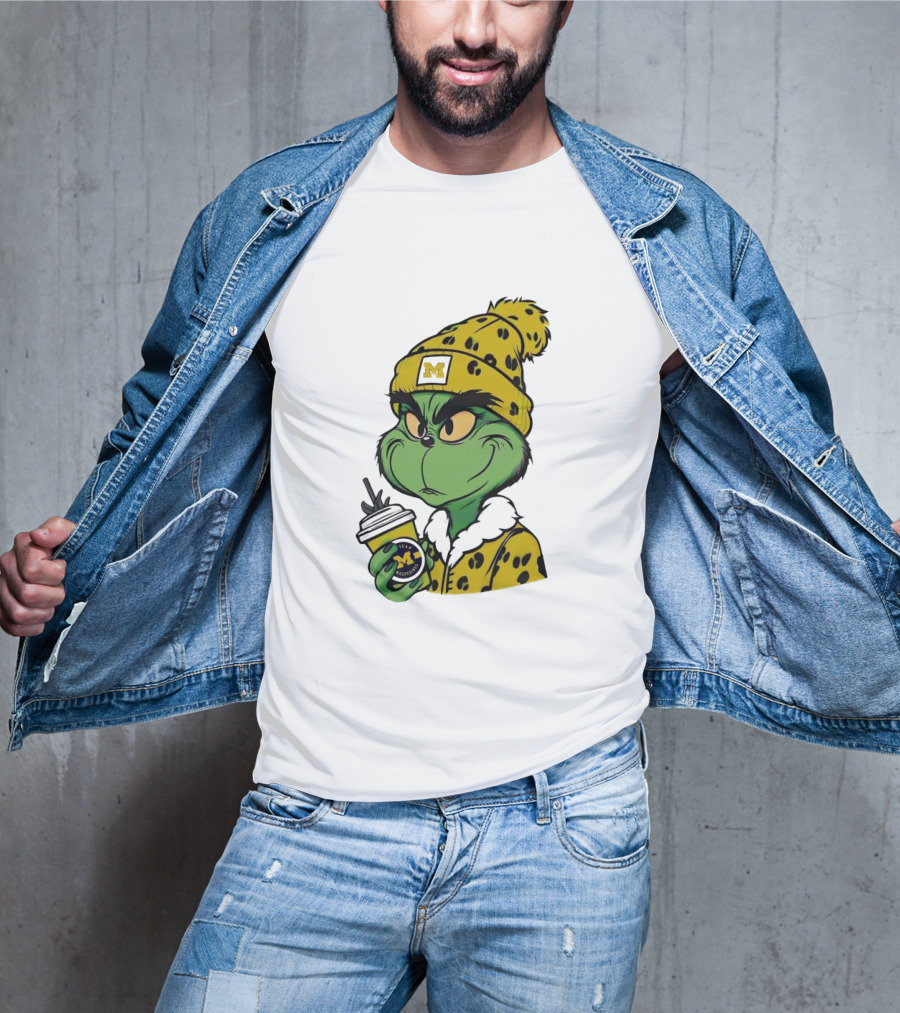 Grinch Boujee Michigan Wolverines M Logo Winter Outfit Coffee Cup T-Shirt