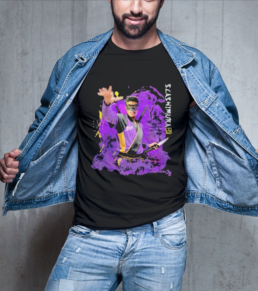 Rui Slashimura 28 Purple Warrior With Mask And Swords T-Shirt