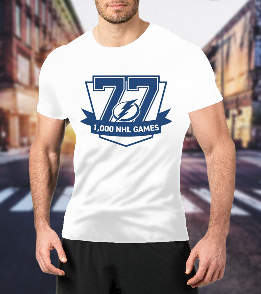 Tampa Bay Lightning 77 1000 NHL Games T-Shirt