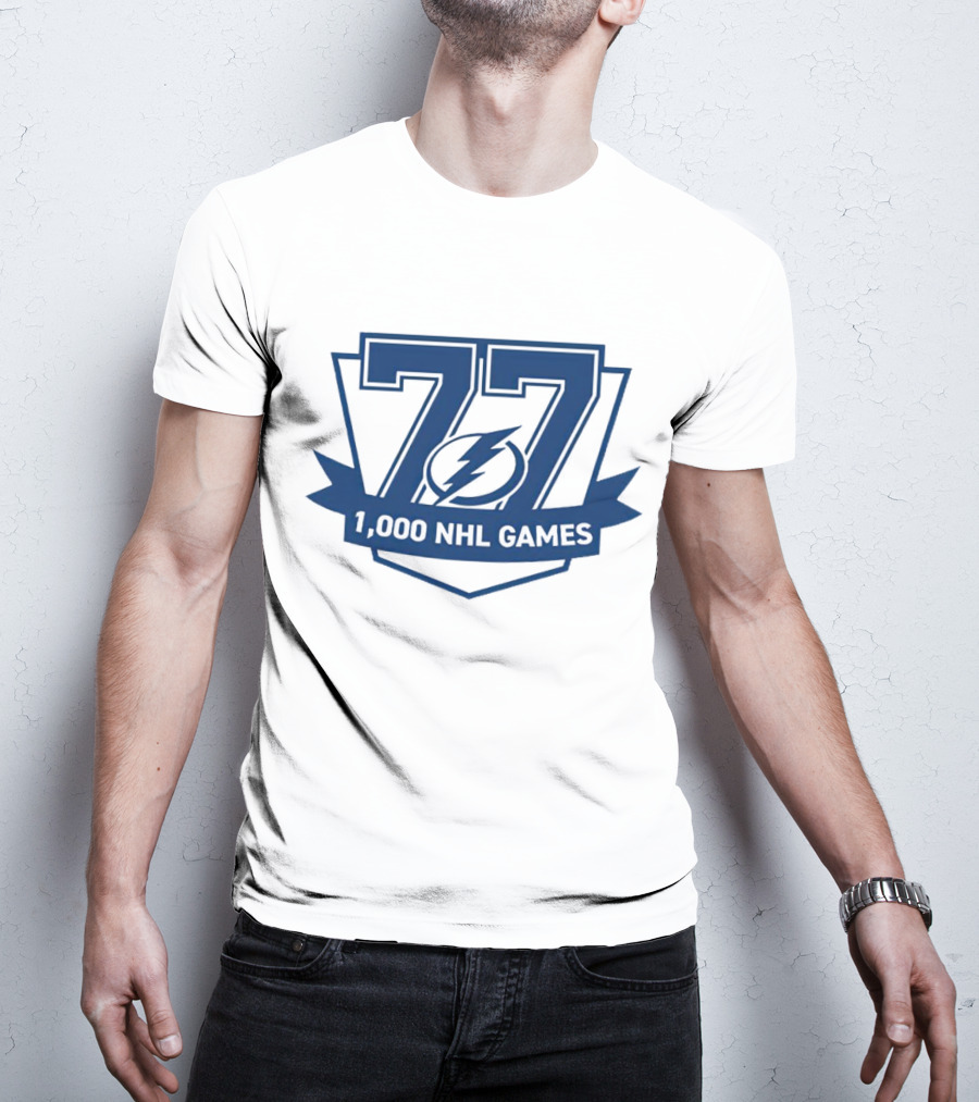 Tampa Bay Lightning 77 1000 NHL Games T-Shirt