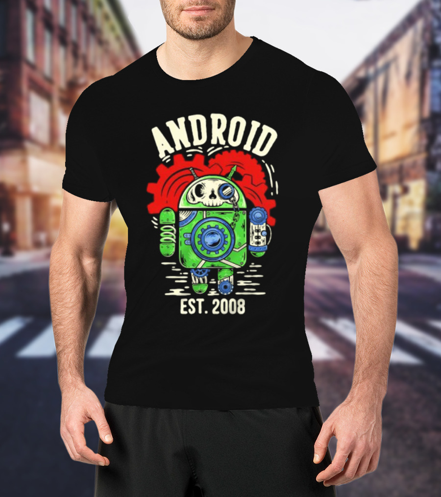 Android Steampunk Robot Skull Gear EST. 2008 T-Shirt