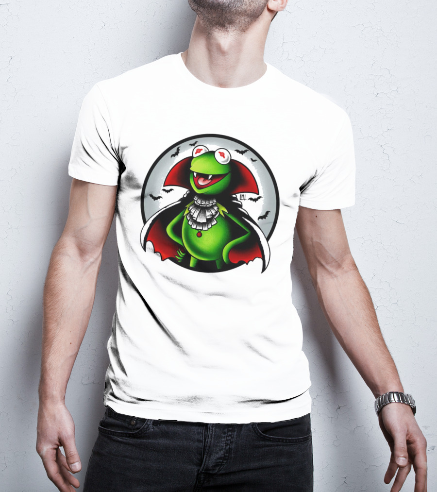 Vampire Kermit The Frog Moon Bats Cloaked Character T-Shirt