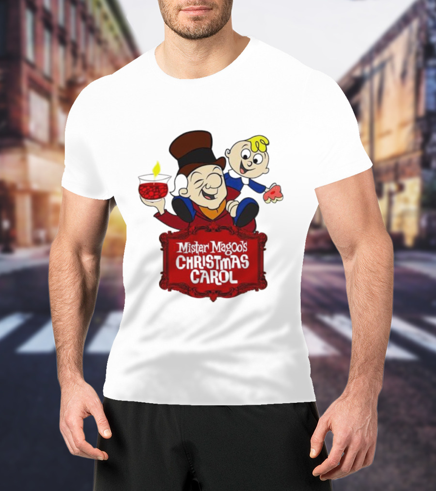 Mister Magoo's Christmas Carol Cartoon Illustration With Festive Characters T-Shirt