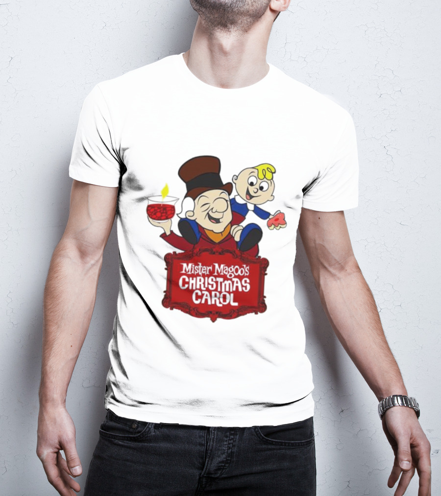 Mister Magoo's Christmas Carol Cartoon Illustration With Festive Characters T-Shirt