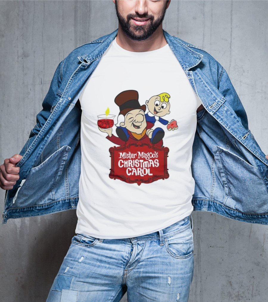 Mister Magoo's Christmas Carol Cartoon Illustration With Festive Characters T-Shirt