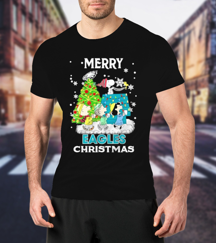 Merry Peanuts Eagles Christmas Holiday T-Shirt