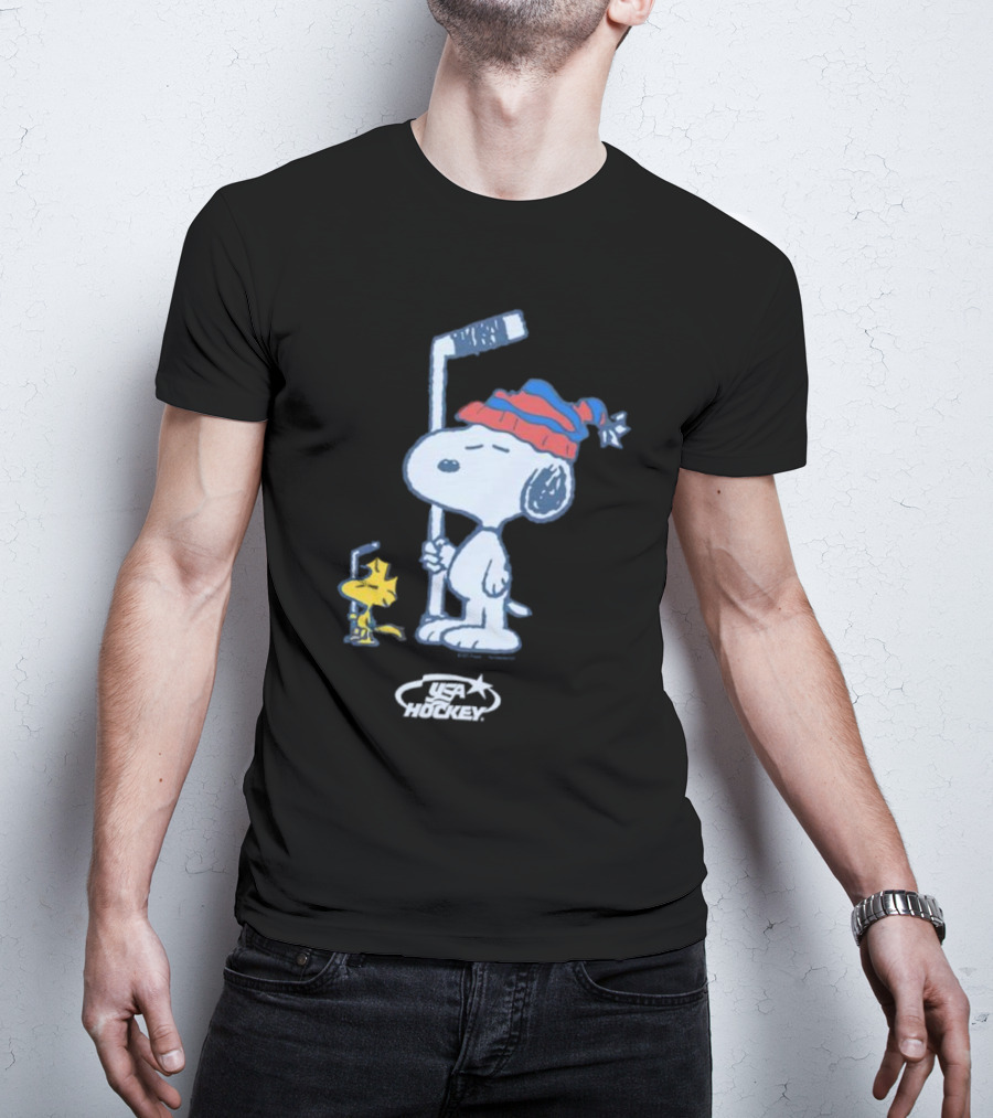 Snoopy Woodstock Peanuts USA Hockey T-Shirt