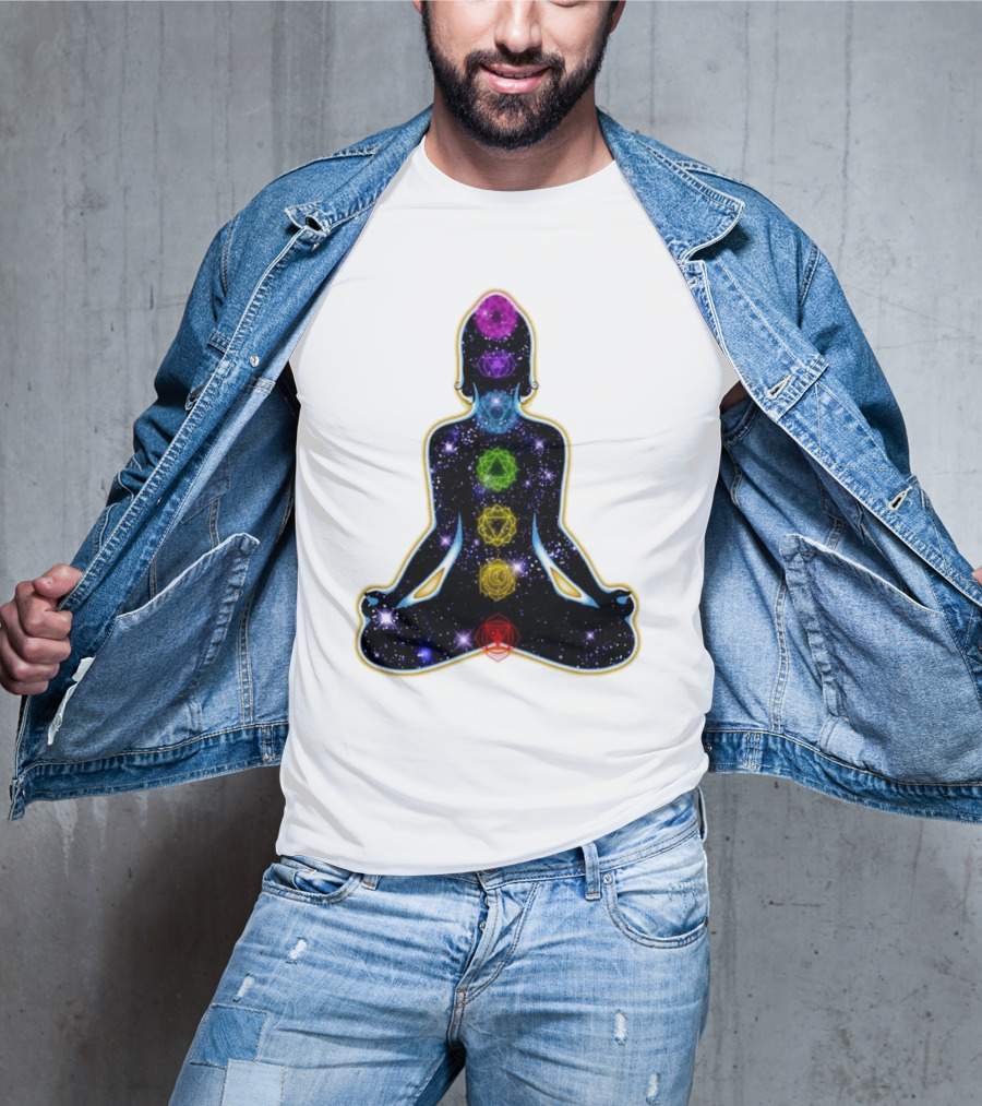Rainbow Chakras Galaxy Meditation Christmas T-Shirt