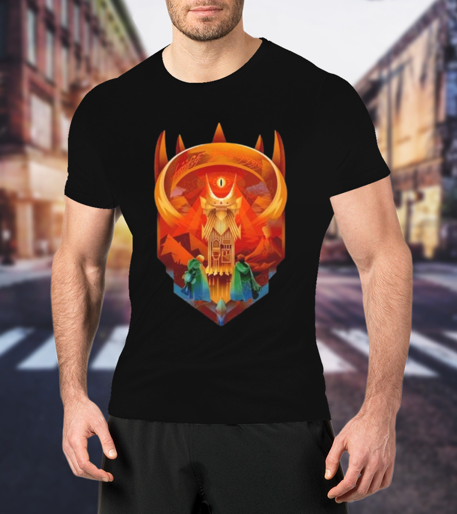 The Dark Fortress Of Mordor - Art Deco Eye Of Sauron Adventure T-Shirt