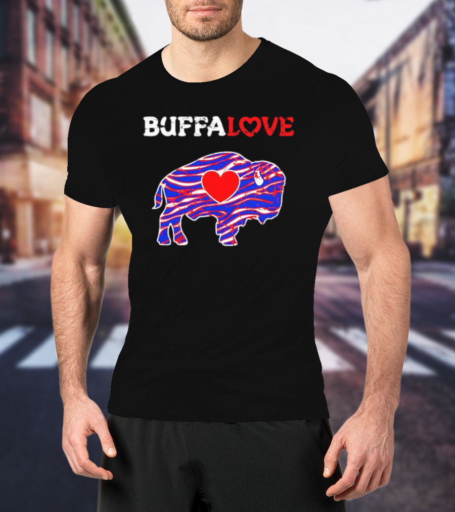 Buffalo Bills Buffalove Heart Logo With Red White Blue Buffalo T-Shirt