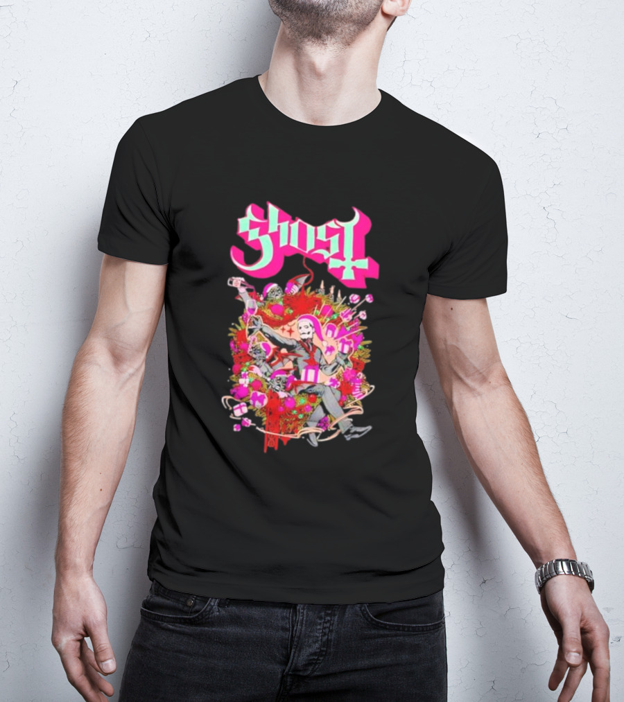 Ghost Festivus Colorful Celebration With Gifts And Festive T-Shirt