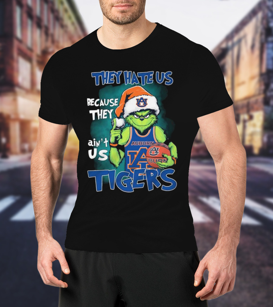 Auburn Tigers Grinch They Hate Us Because They Ain’t Us Santa Hat Basketball T-Shirt
