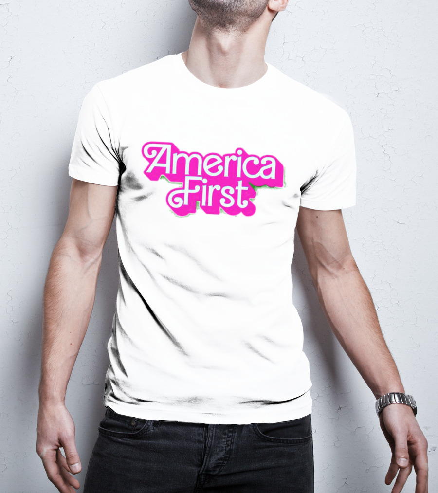 America First Barbie Style Pink Font T-Shirt