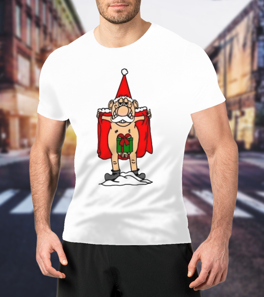 Christmas Santa Gnome With Naughty Gift And Hat T-Shirt