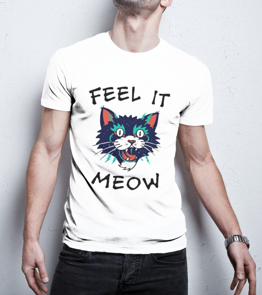 Feel It Meow Psychedelic Cat Vibes T-Shirt
