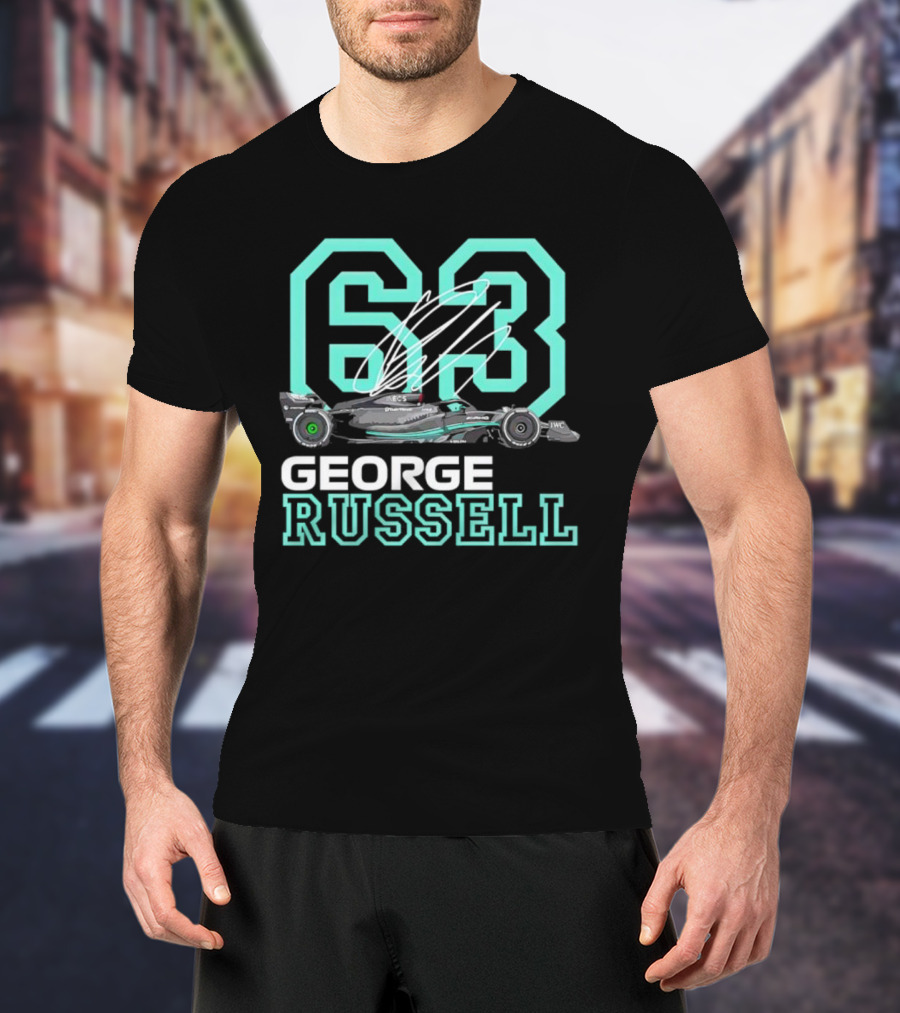 George Russell 63 Signature Formula 1 Car Racing T-Shirt