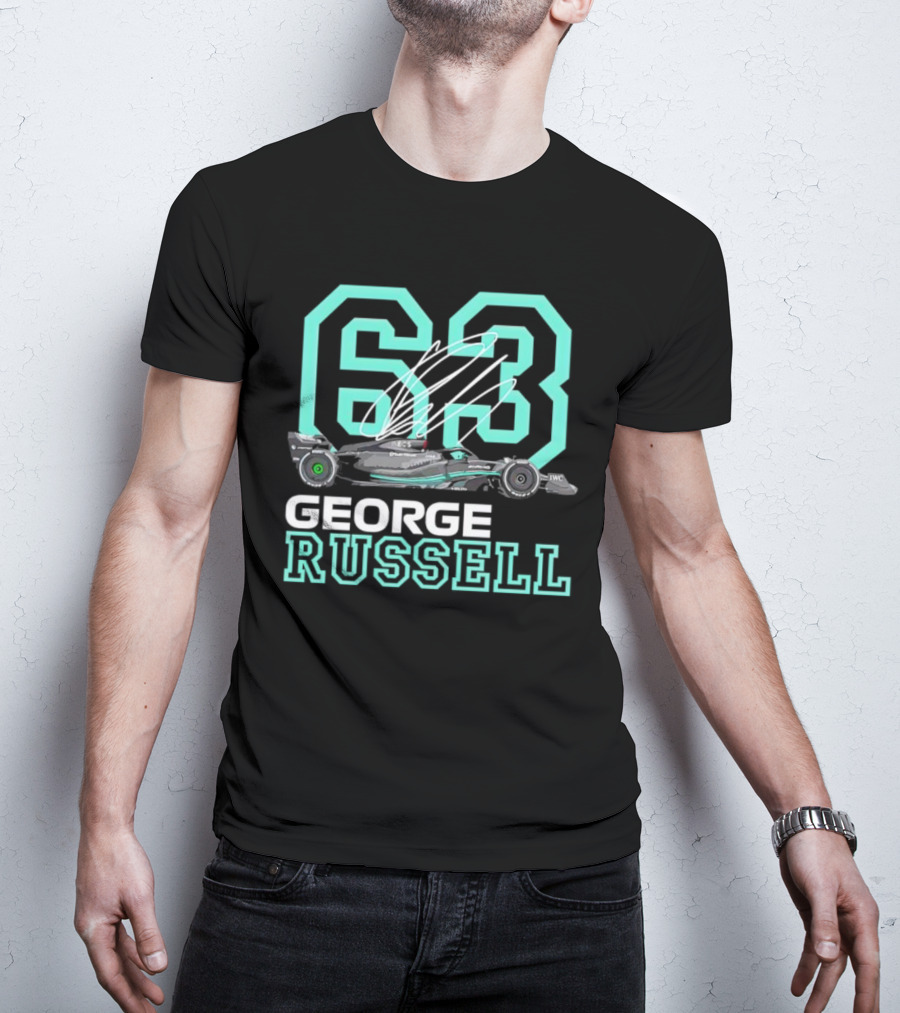 George Russell 63 Signature Formula 1 Car Racing T-Shirt