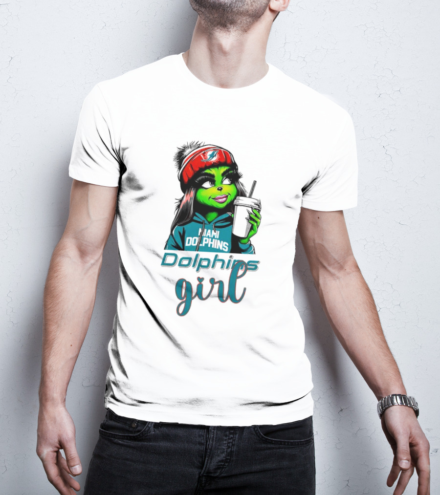 Miami Dolphins Grinch Drink Girl T-Shirt