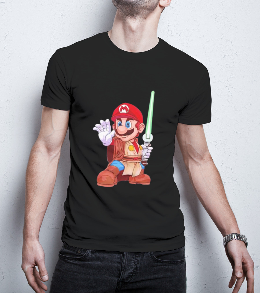 Mario Jedi Star Wars Crossover With Lightsaber T-Shirt