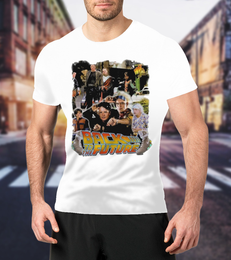 Back To The Future Movie Collage Iconic Characters And Scenes T-Shirt