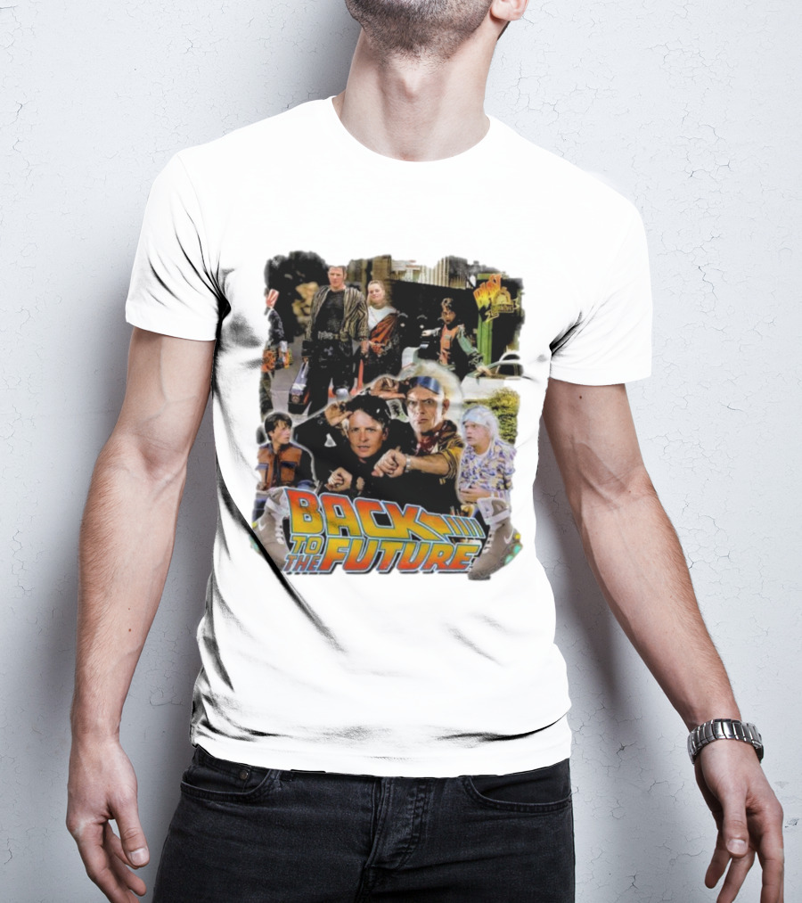 Back To The Future Movie Collage Iconic Characters And Scenes T-Shirt