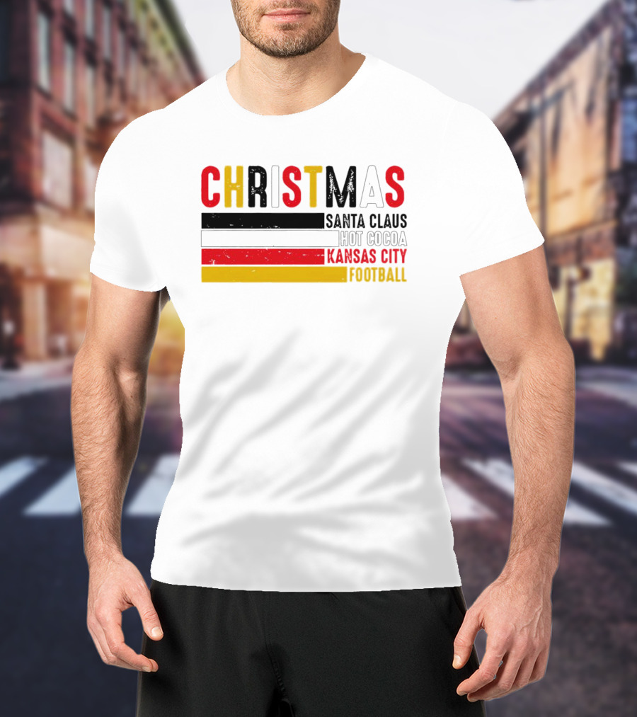 Christmas Santa Claus Hot Cocoa Kansas City Football T-Shirt