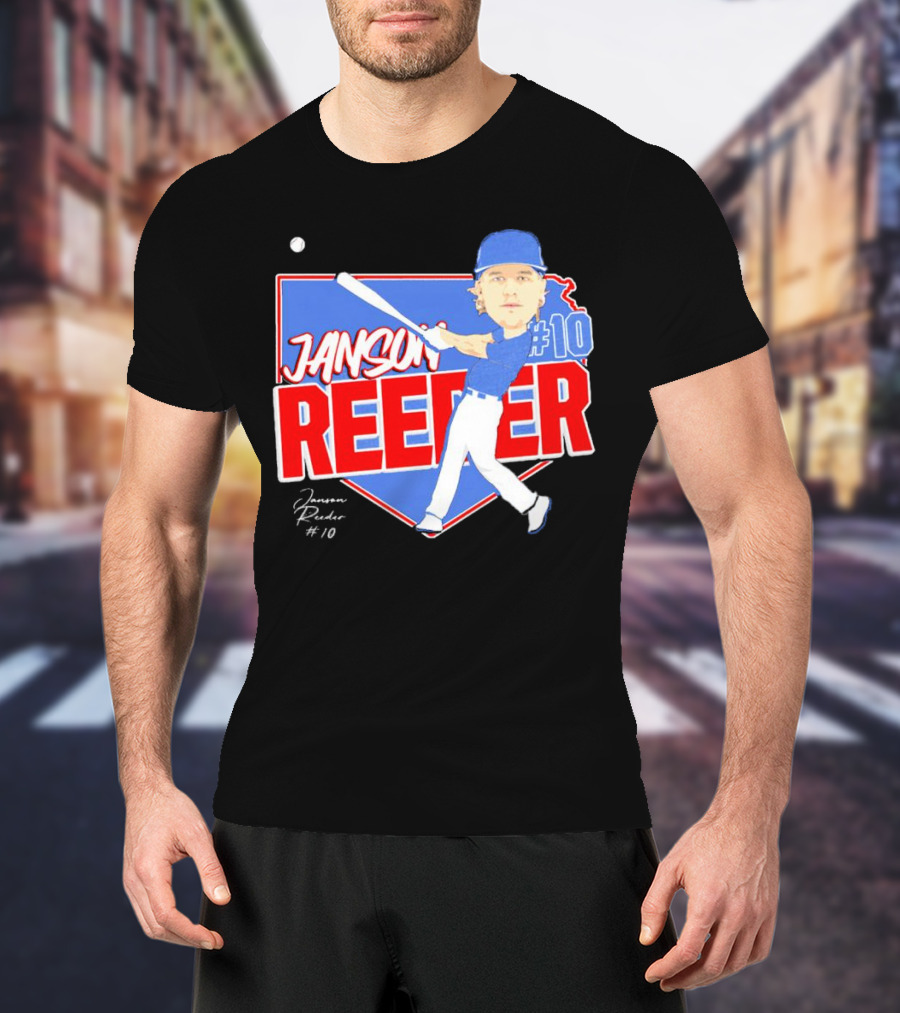 Janson Reeder #10 Baseball Cartoon Map Signature T-Shirt