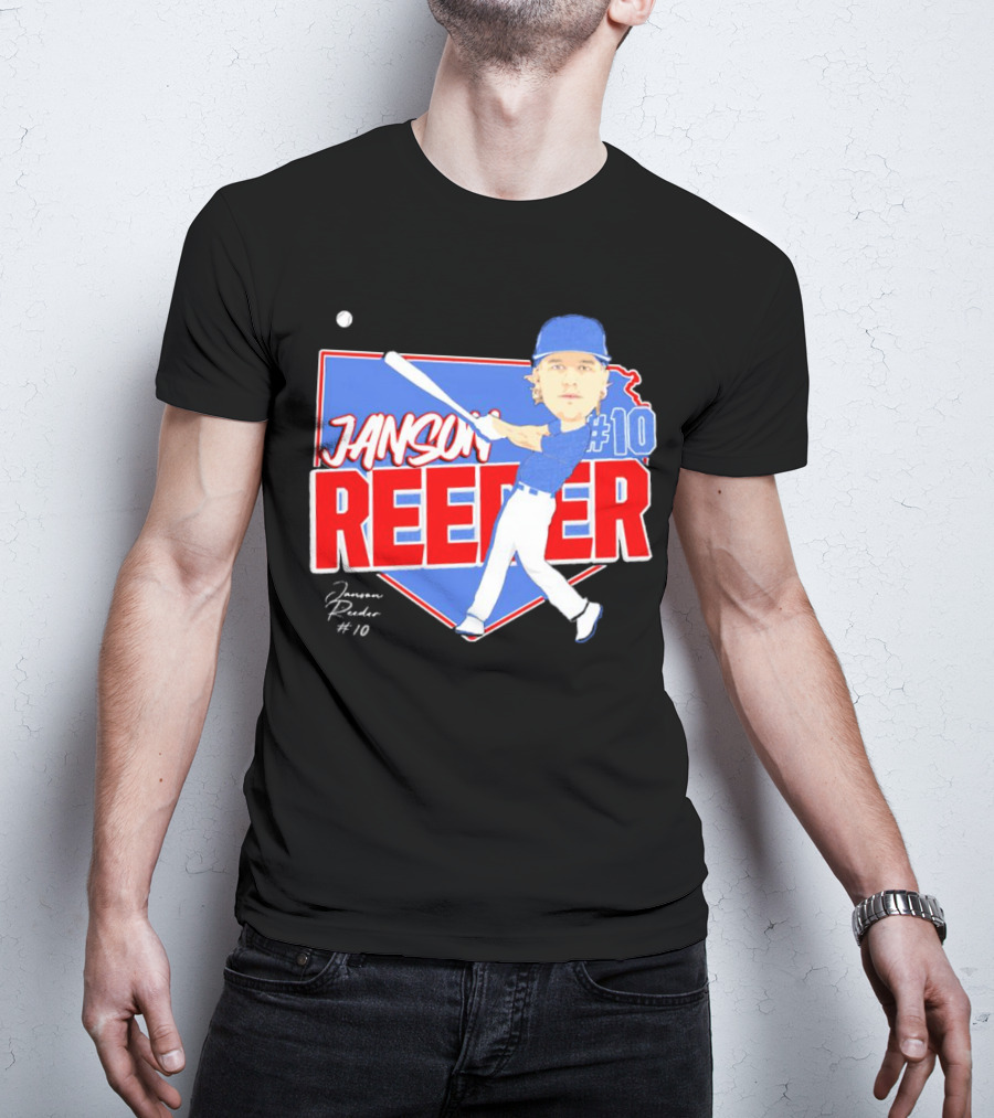 Janson Reeder #10 Baseball Cartoon Map Signature T-Shirt