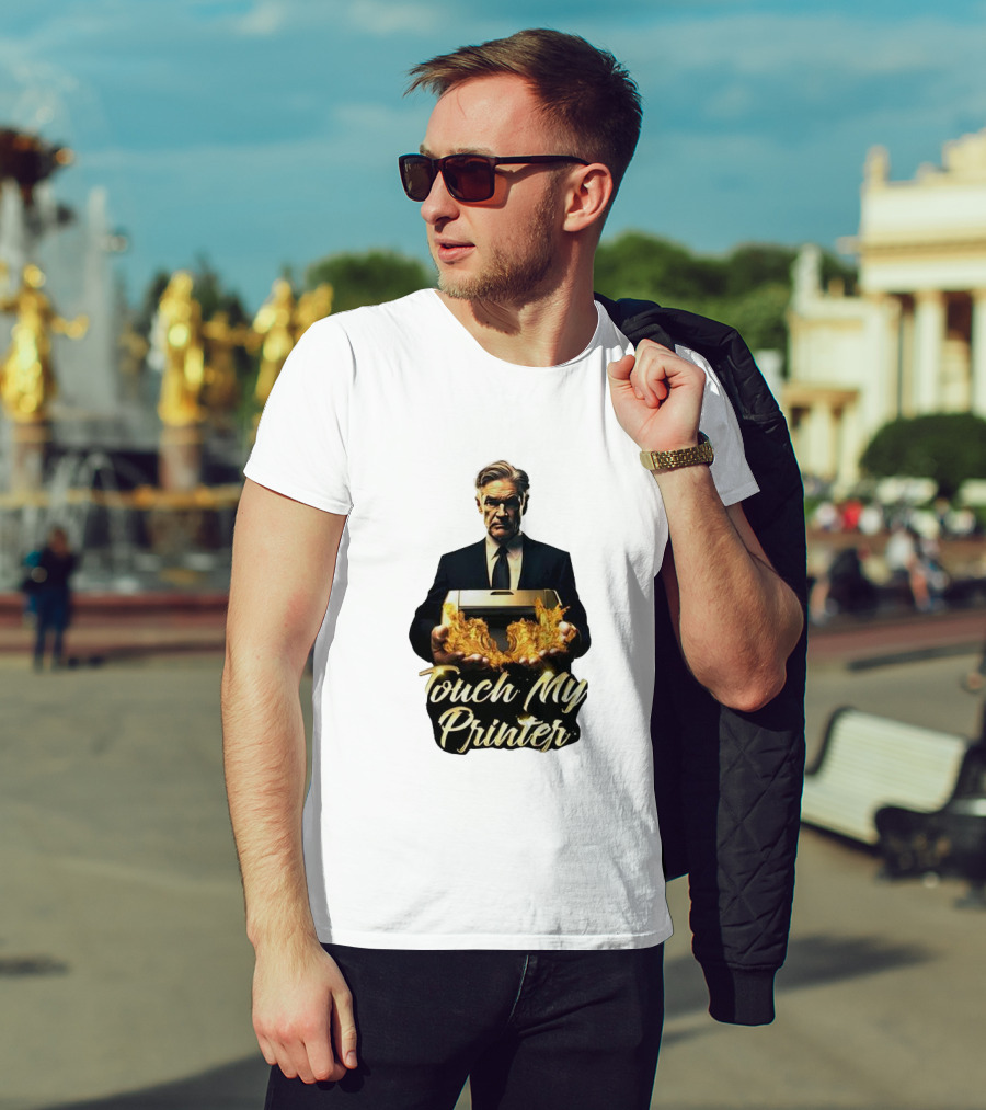Jerome Powell Touch My Printer Flames Money T-Shirt