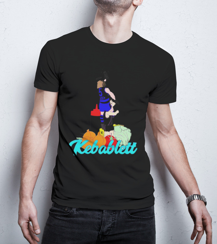 Kebablett Jumping Sports Cartoon With Ingredients T-Shirt