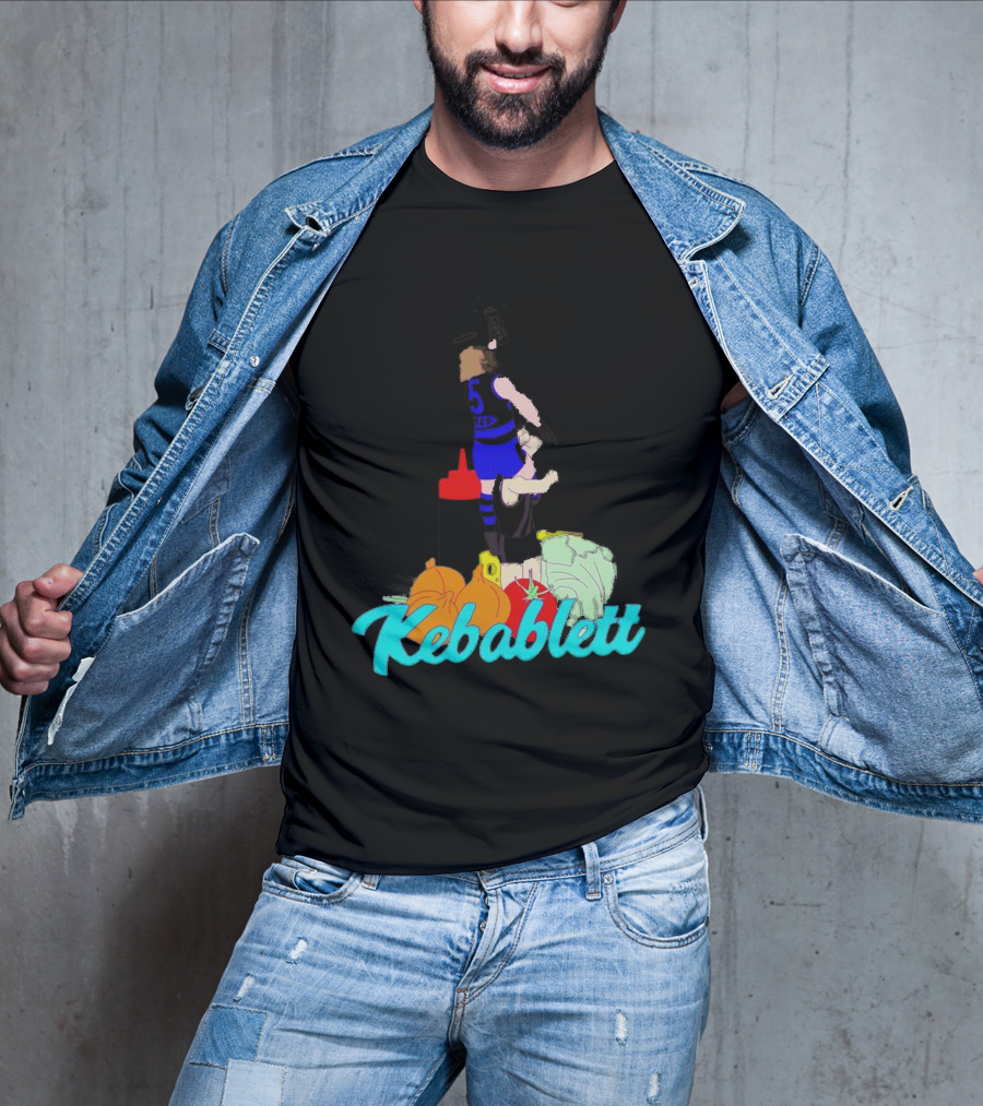 Kebablett Jumping Sports Cartoon With Ingredients T-Shirt