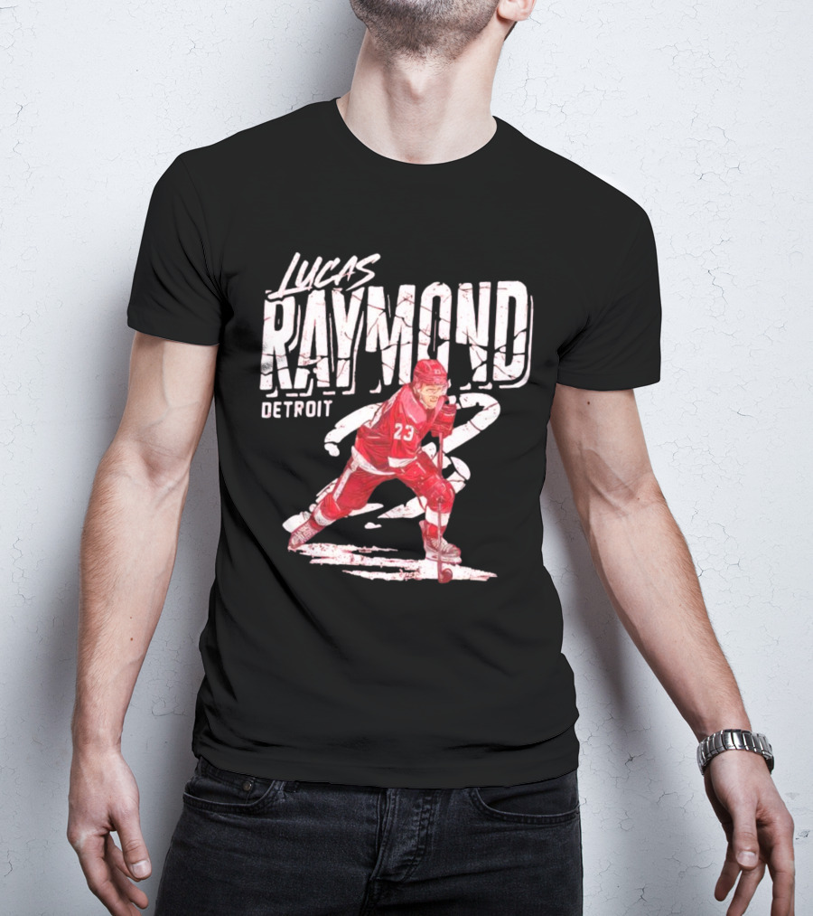Lucas Raymond Detroit Hockey Player 23 Dynamic Action T-Shirt
