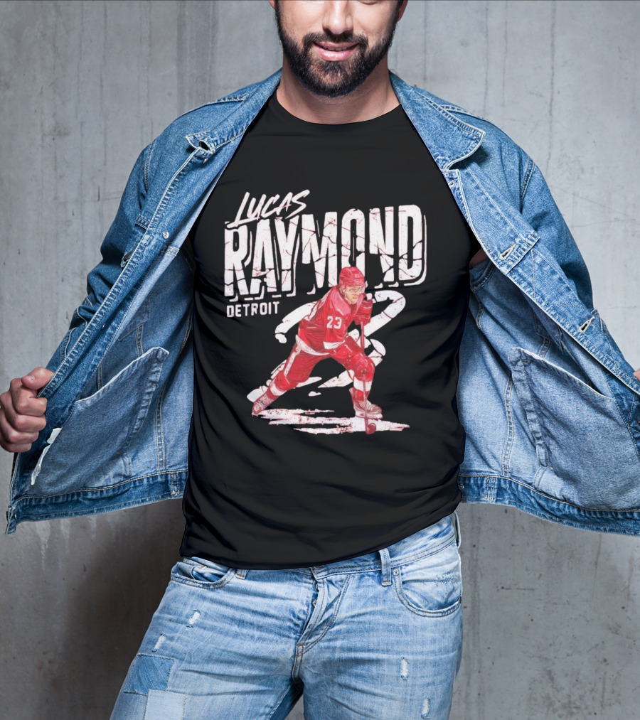 Lucas Raymond Detroit Hockey Player 23 Dynamic Action T-Shirt