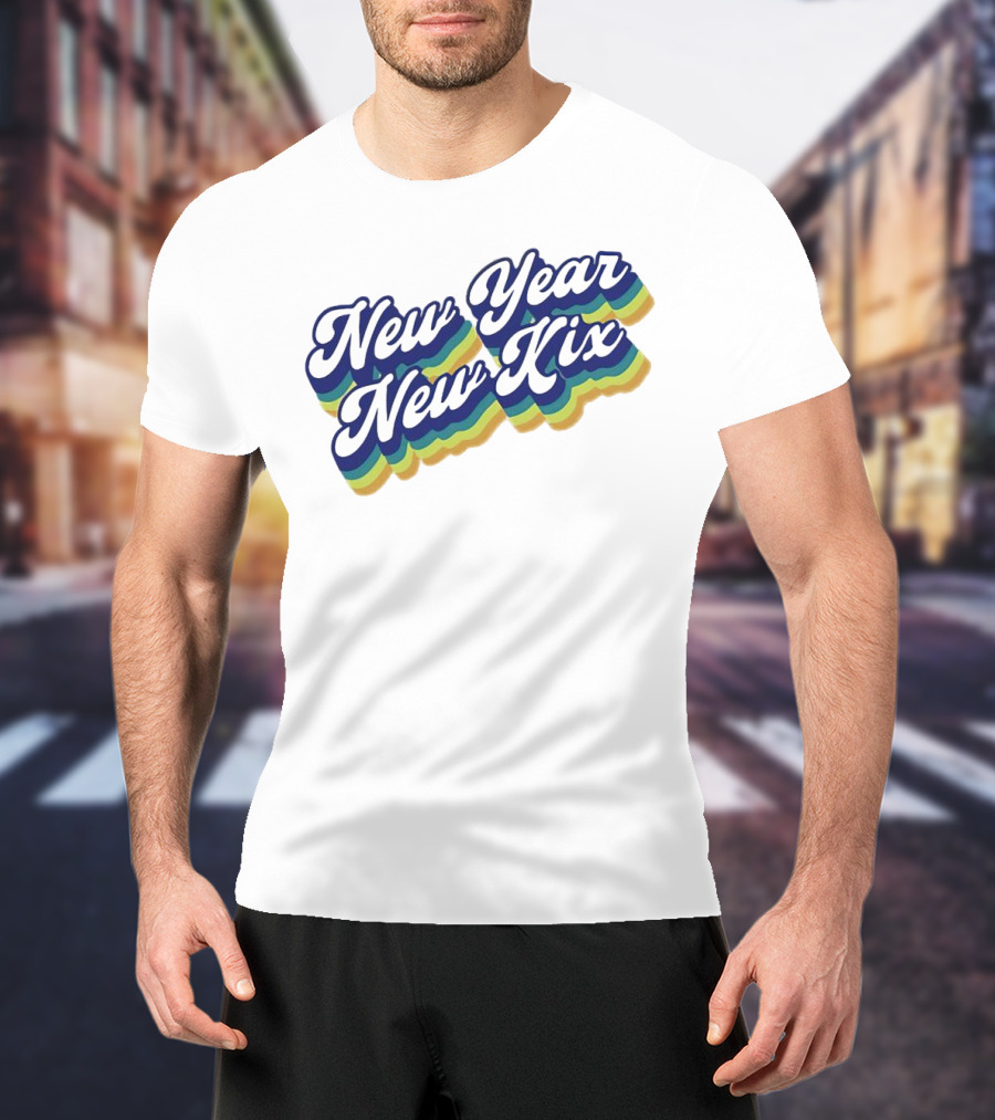 New Year New Kix Retro Colorful Script T-Shirt