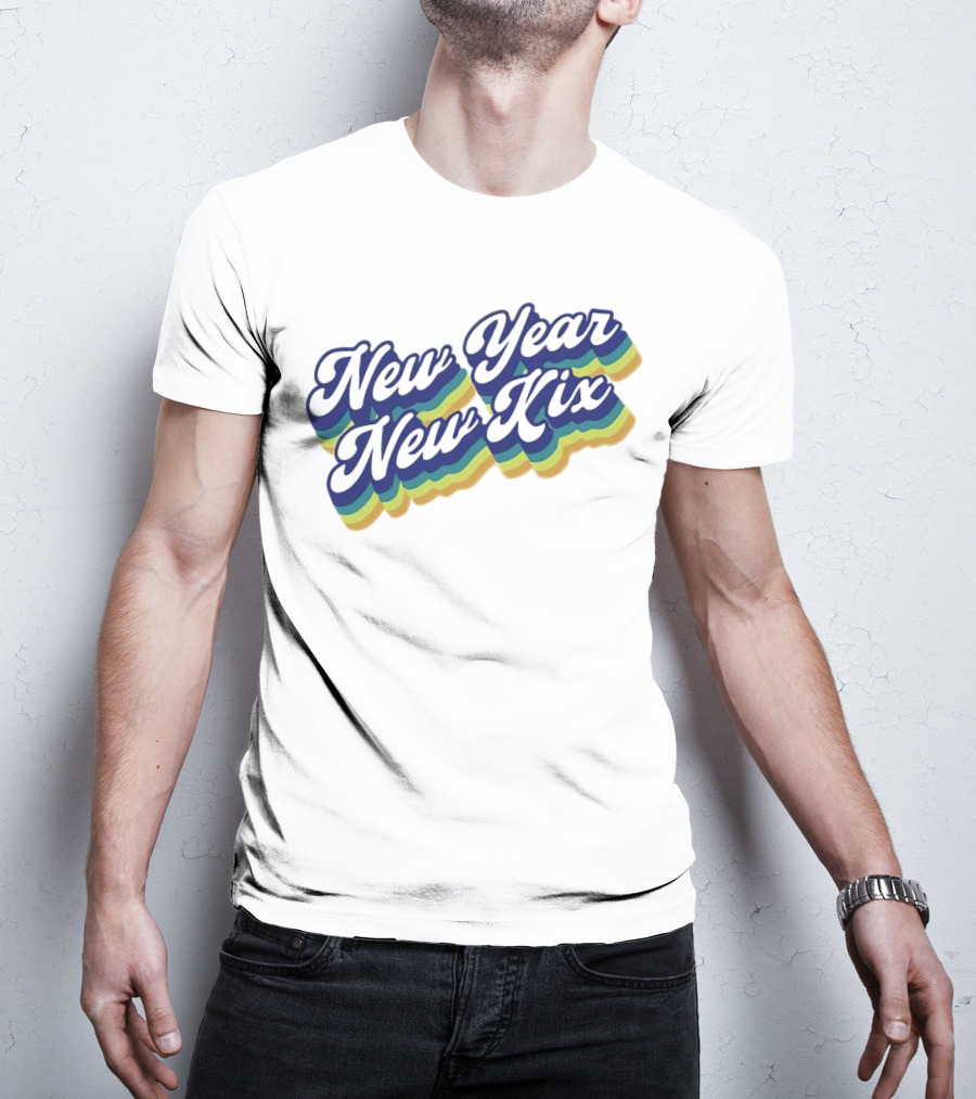 New Year New Kix Retro Colorful Script T-Shirt