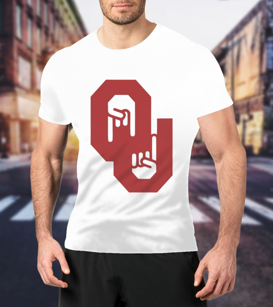 Oklahoma Sooners Logo With Horns Down Hand Gesture T-Shirt