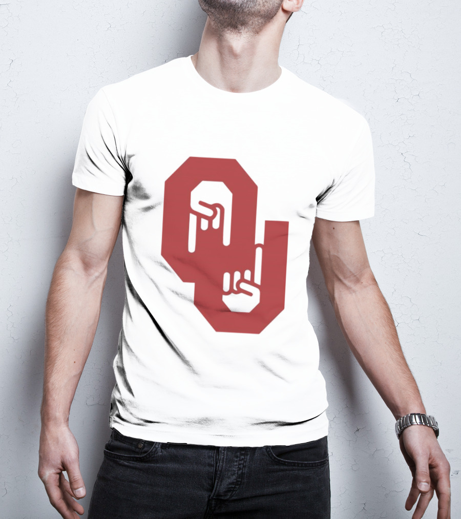 Oklahoma Sooners Logo With Horns Down Hand Gesture T-Shirt