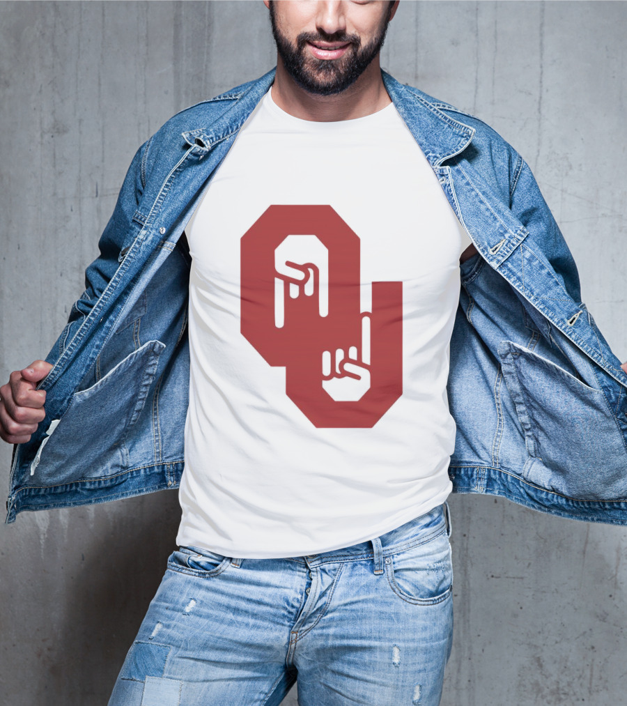 Oklahoma Sooners Logo With Horns Down Hand Gesture T-Shirt