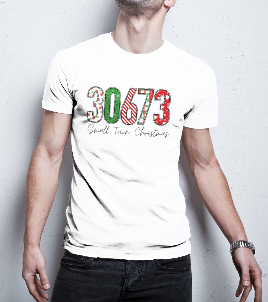 30673 Small Town Christmas Festive Numbers T-Shirt