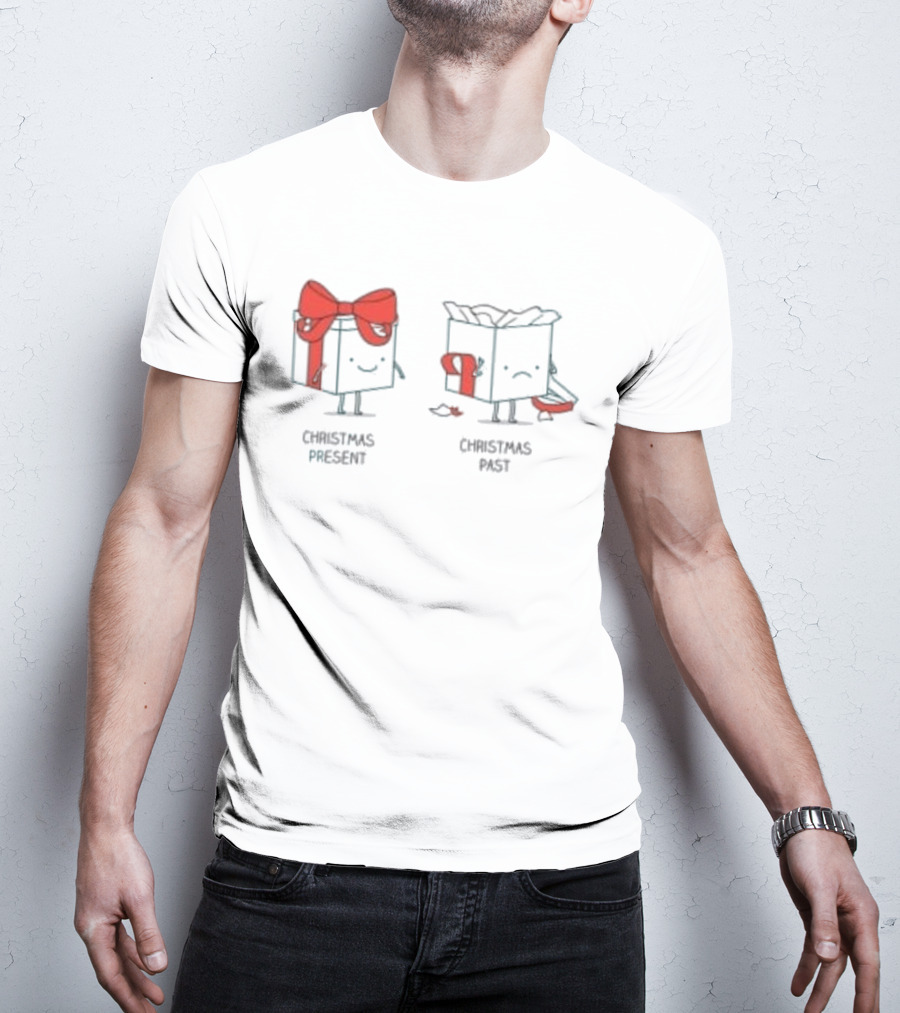 Christmas Present Christmas Past Box Characters With Bows And Expressions T-Shirt