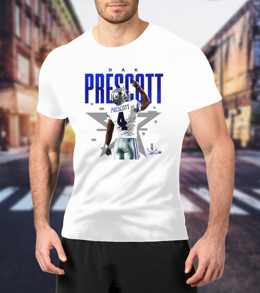 Dak Prescott Dallas Cowboys Number 4 Signature Star T-Shirt