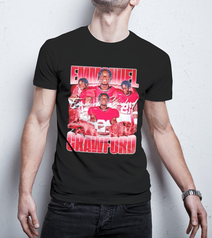 Emmanuel Crawford Arkansas Razorbacks Football Vintage Retro Collage T-Shirt