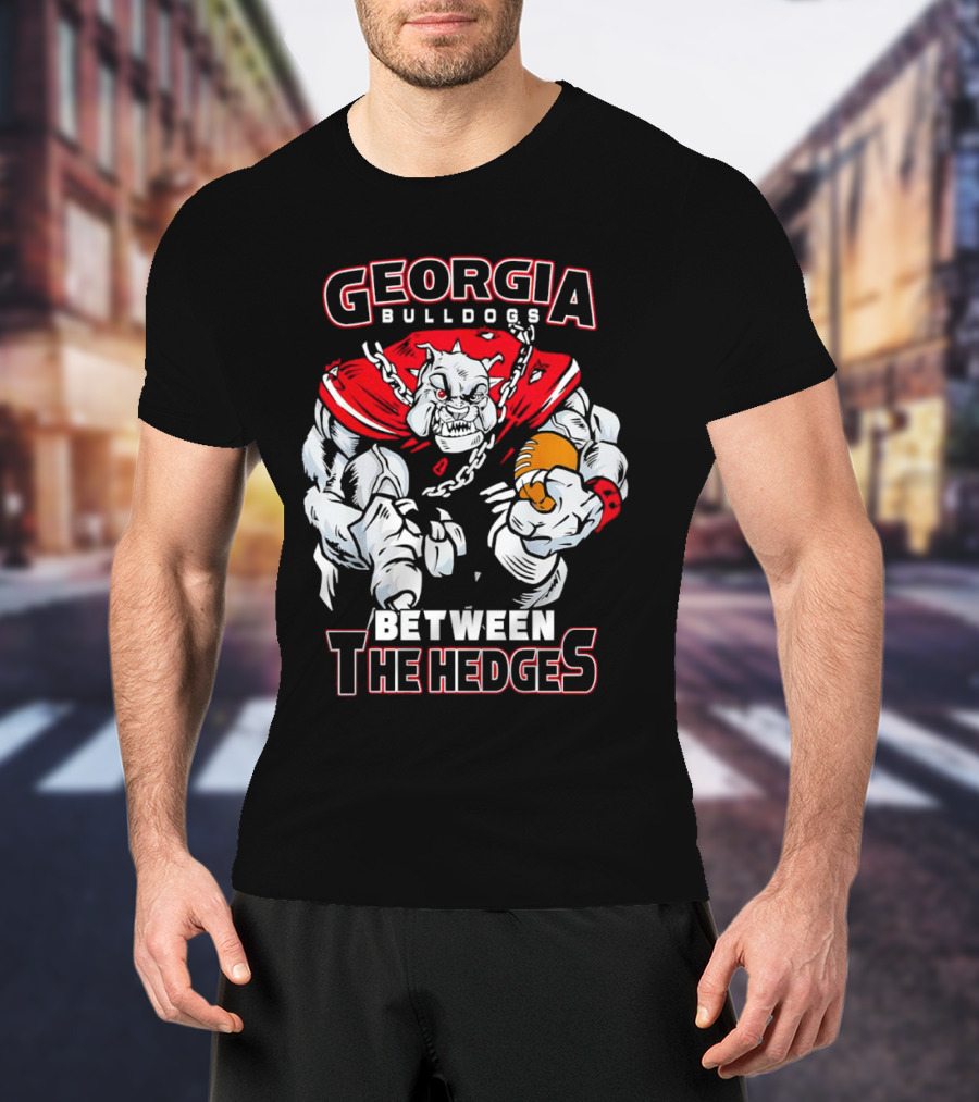 Georgia Bulldogs Between The Hedges Bulldogs Mascot Football T-Shirt