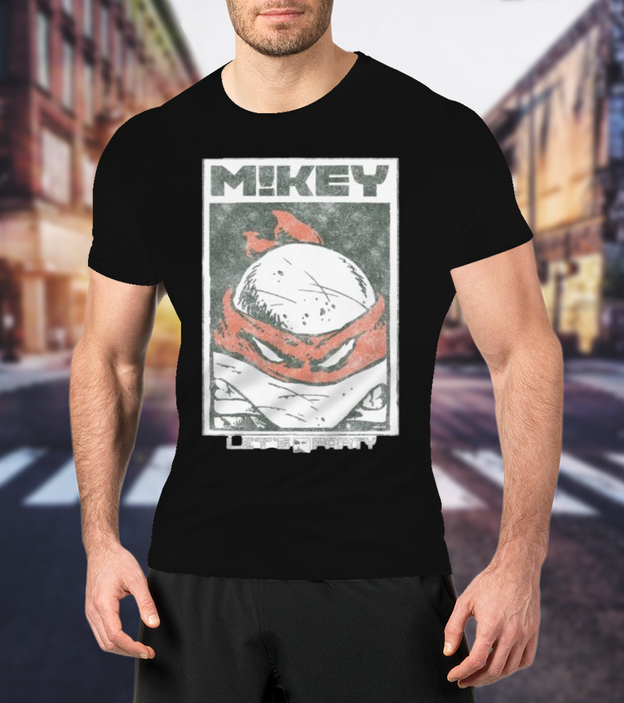 MIKEY Let's Party Teenage Mutant Ninja Turtles Retro Comic T-Shirt
