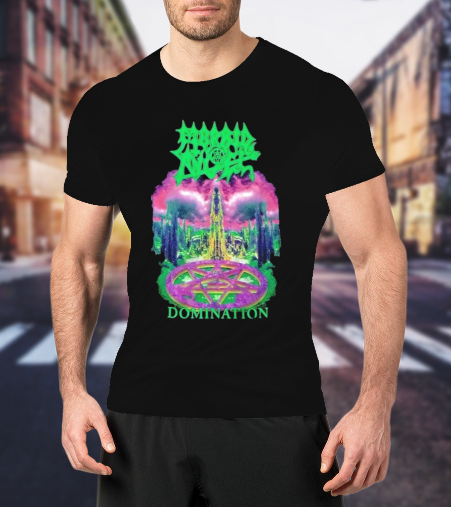Morbid Angel Domination Pentagram Psychedelic Landscape Iconic T-Shirt