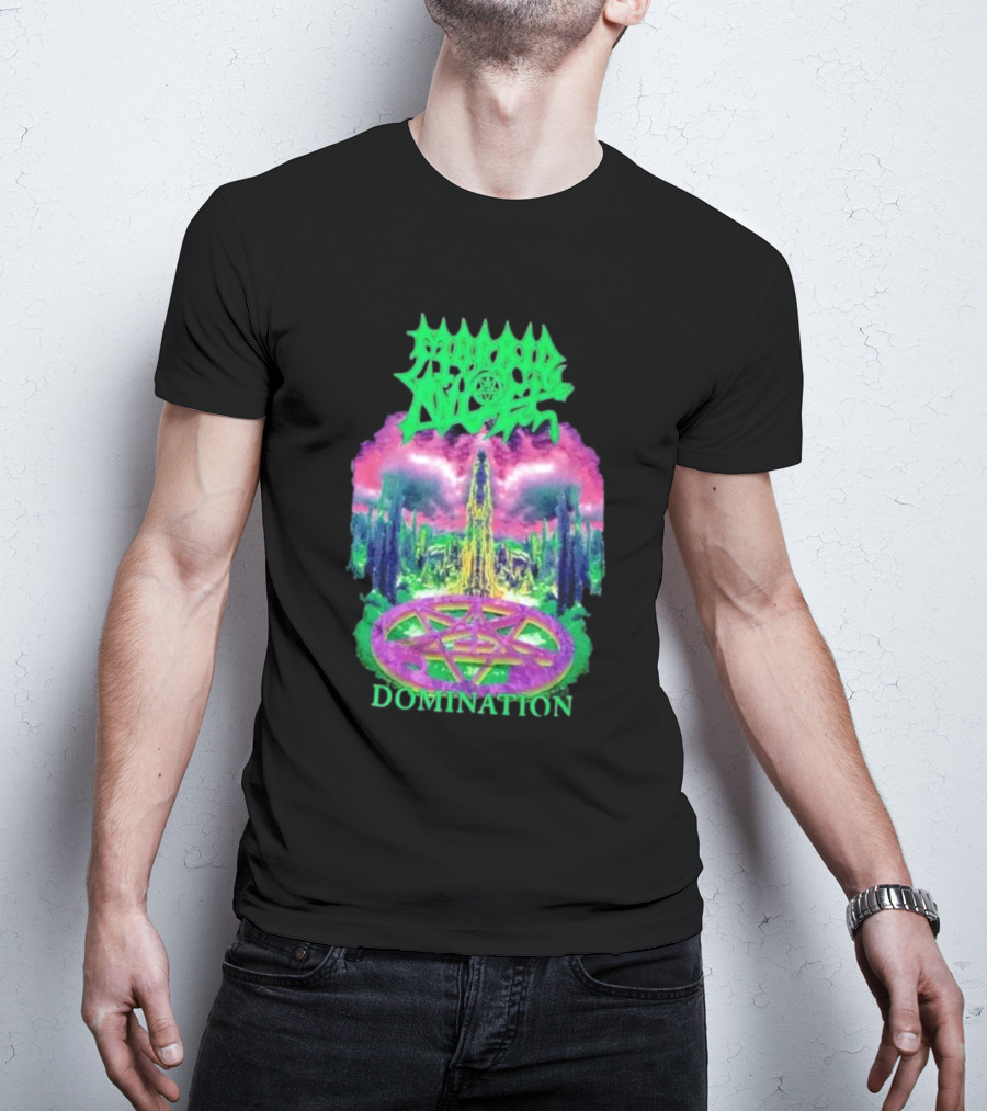 Morbid Angel Domination Pentagram Psychedelic Landscape Iconic T-Shirt