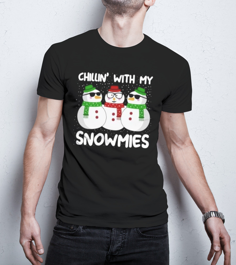 Chillin' With My Snowmies Christmas Snowman Trio T-Shirt