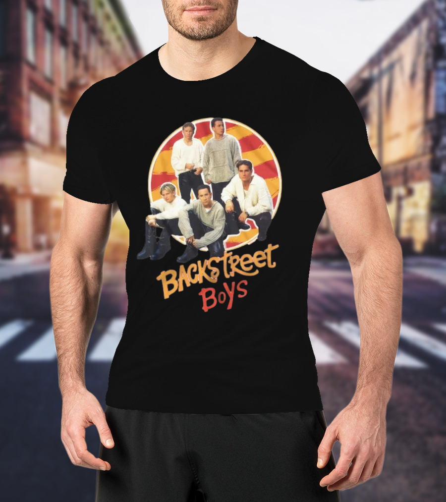 Backstreet Boys Striped Circle Group Image T-Shirt